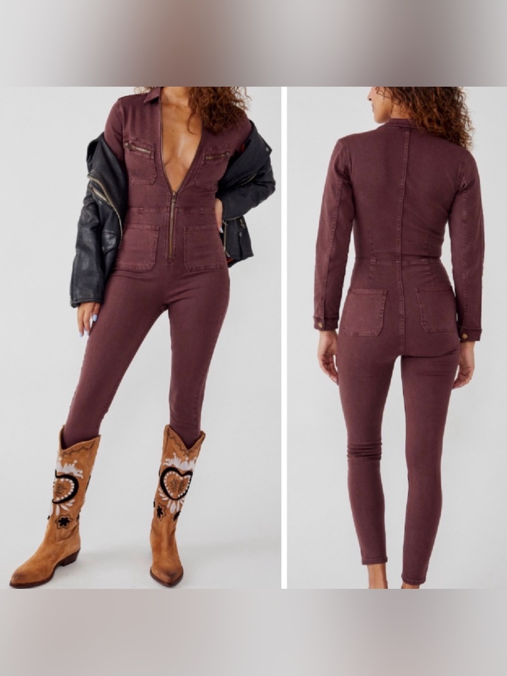 NWT Free People Lennox Jumpsuit in Bitter Barks sz S